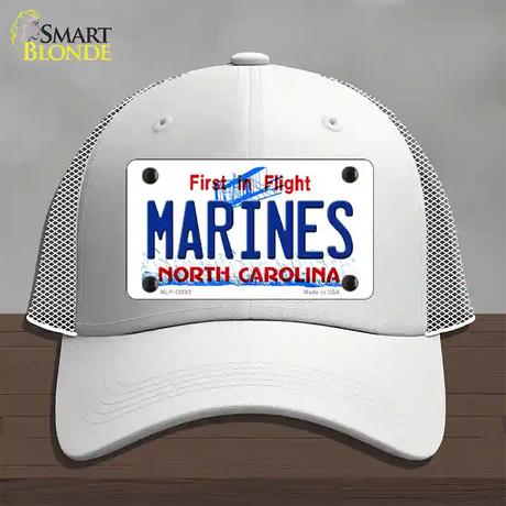 Marines North Carolina State Novelty License Plate Hat Mesh / White