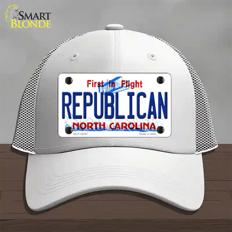 Republican North Carolina State Novelty License Plate Hat Mesh / White