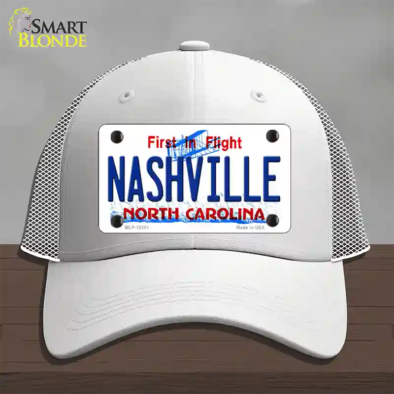 Nashville North Carolina State Novelty License Plate Hat Mesh / White