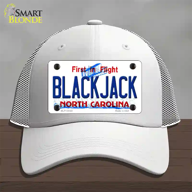 Blackjack North Carolina State Novelty License Plate Hat Mesh / White