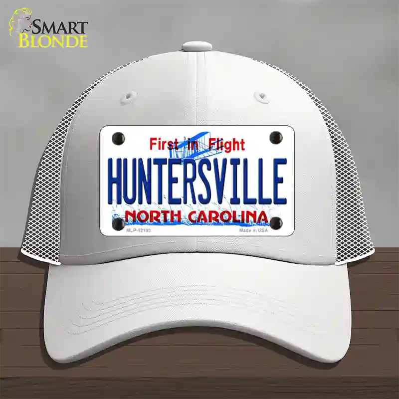 Huntersville North Carolina State Novelty License Plate Hat Mesh / White