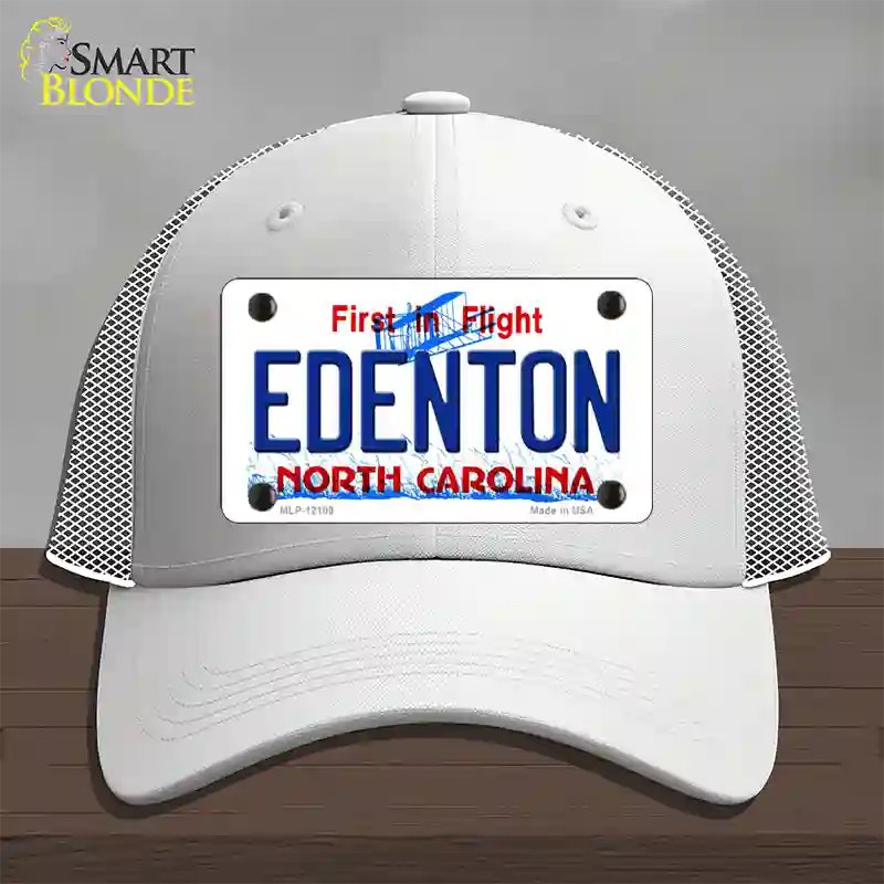 Edenton North Carolina State Novelty License Plate Hat Mesh / White