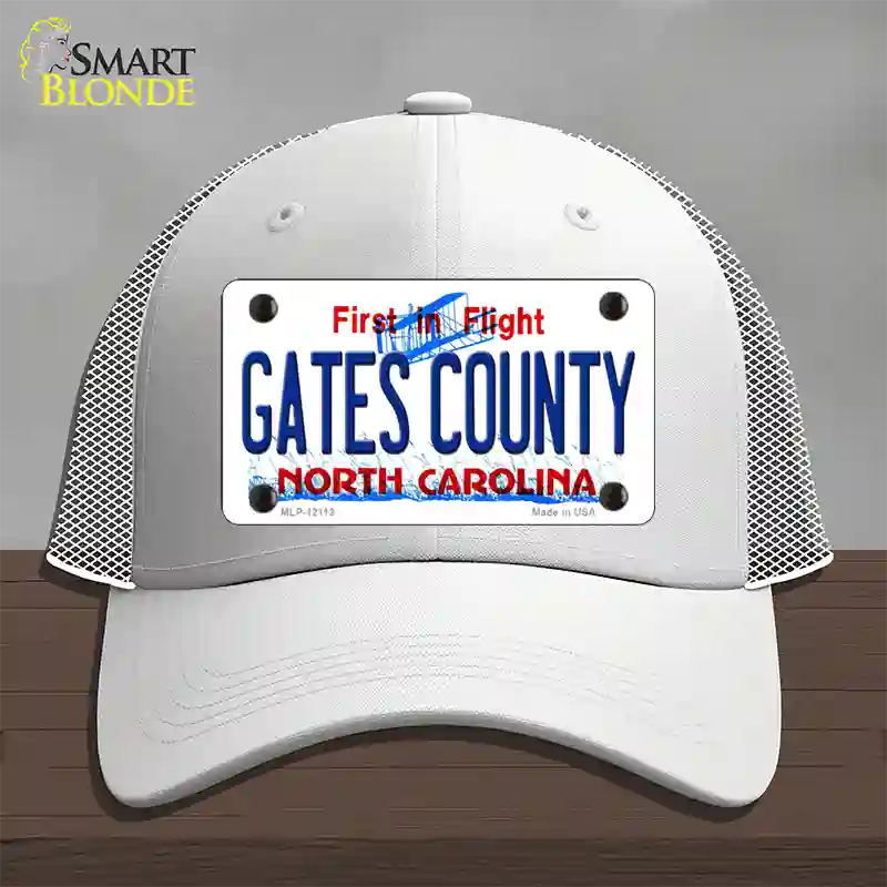 Gates County North Carolina State Novelty License Plate Hat Mesh / White