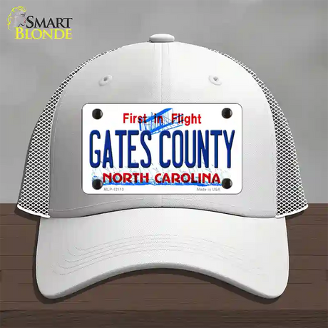 Gates County North Carolina State Novelty License Plate Hat Mesh / White