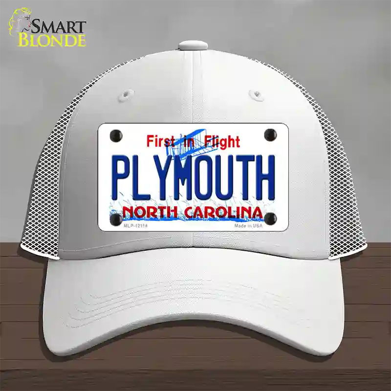 Plymouth North Carolina State Novelty License Plate Hat Mesh / White