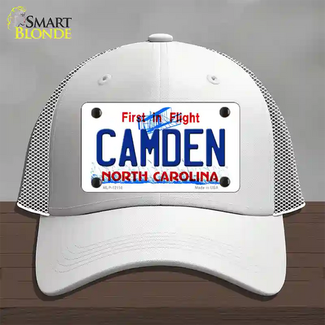 Camden North Carolina State Novelty License Plate Hat Mesh / White