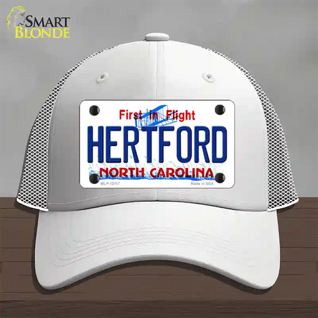 Hertford North Carolina State Novelty License Plate Hat Mesh / White