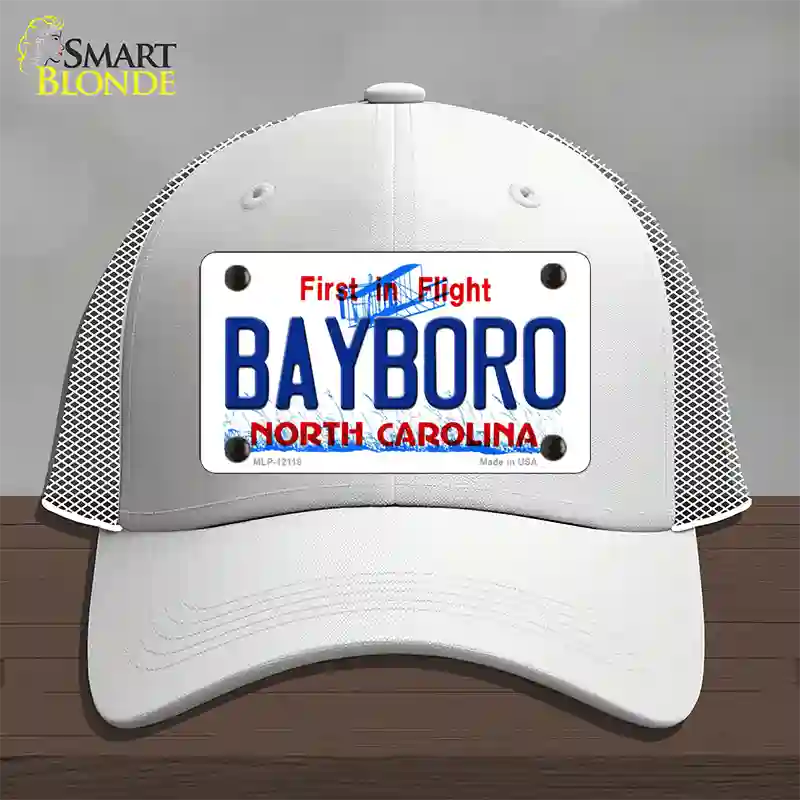 Bayboro North Carolina State Novelty License Plate Hat Mesh / White