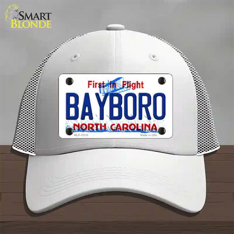 Bayboro North Carolina State Novelty License Plate Hat Mesh / White