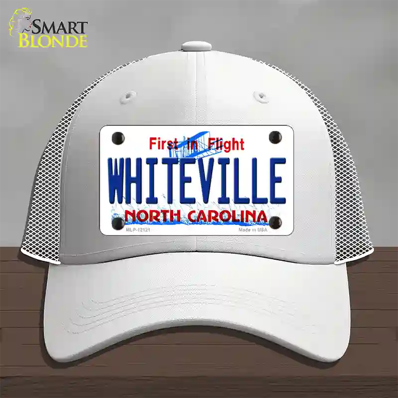 Whiteville North Carolina State Novelty License Plate Hat Mesh / White