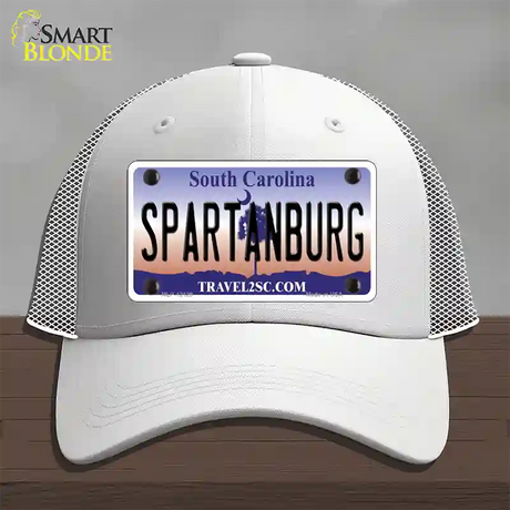 Spartanburg South Carolina State Novelty License Plate Hat Mesh / White