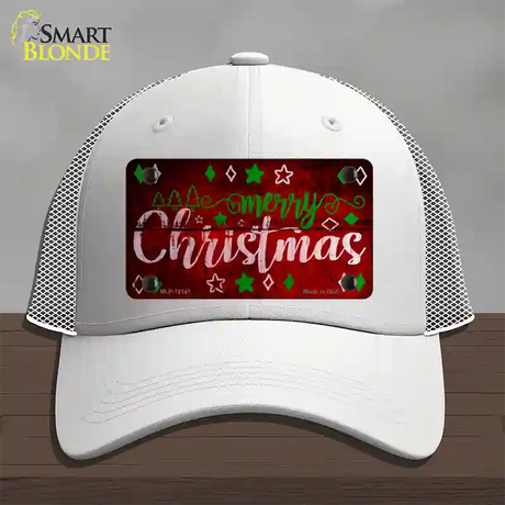 Merry Christmas Red Novelty License Plate Hat Mesh / White