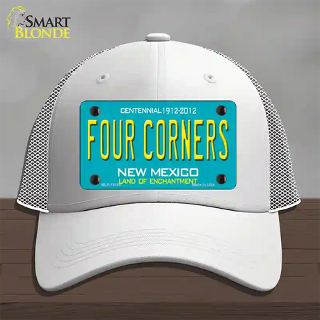 Four Corners Teal New Mexico Novelty License Plate Hat Mesh / White