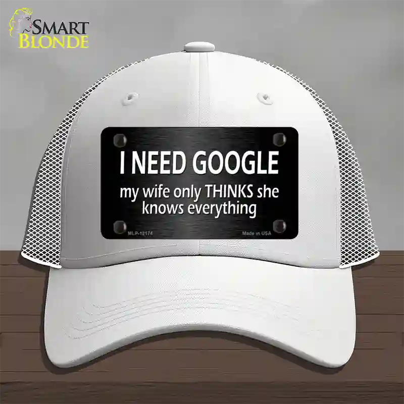 I Need Google Novelty License Plate Hat Mesh / White