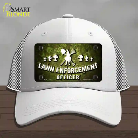 Lawn Enforcement Gnome Novelty License Plate Hat Mesh / White