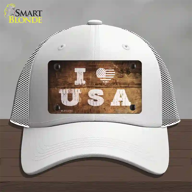 I Love USA Novelty License Plate Hat Mesh / White