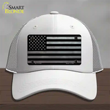 American Flag Black and Gray Novelty License Plate Hat Mesh / White