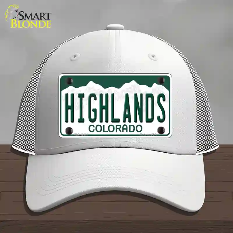 Highlands Colorado Novelty License Plate Hat Mesh / White