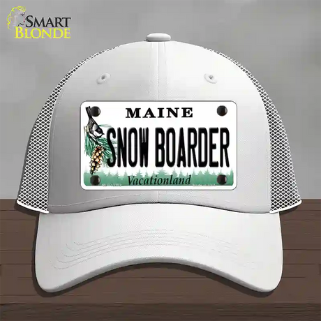 Snow Boarder Maine Novelty License Plate Hat Mesh / White