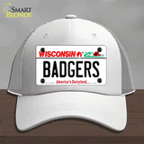 Badgers Wisconsin Novelty License Plate Hat Mesh / White