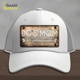 Dog Mom Novelty License Plate Hat Mesh / White