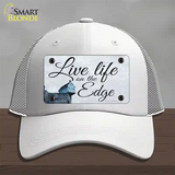 Live Life on the Edge Novelty License Plate Hat Mesh / White