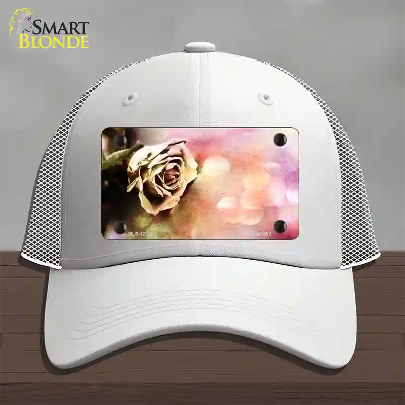 Watercolor Rose Novelty License Plate Hat Mesh / White