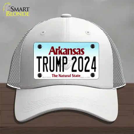 Trump 2024 Arkansas Novelty License Plate Hat Mesh / White