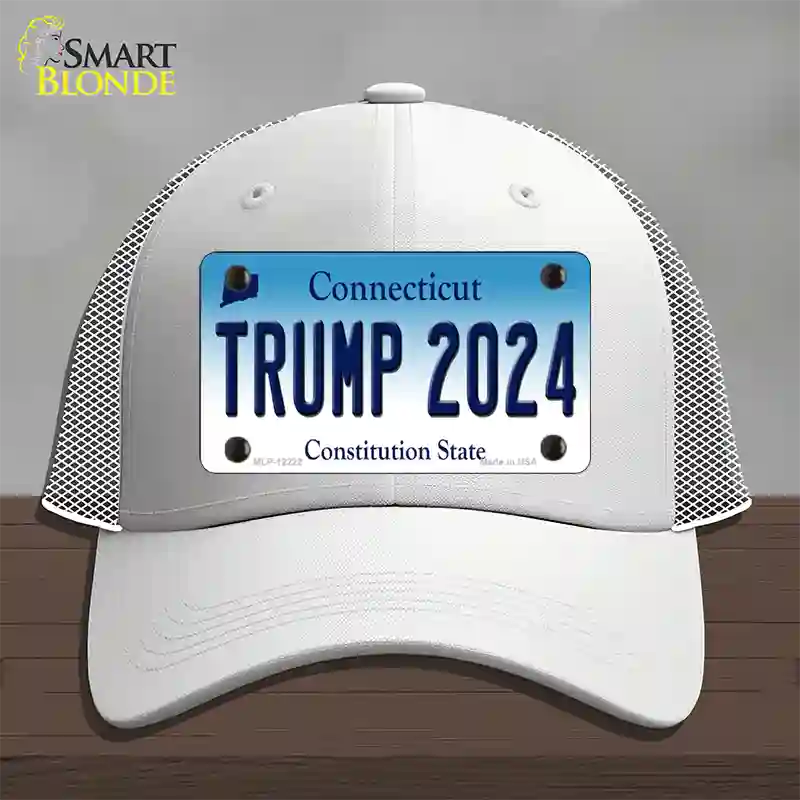 Trump 2024 Connecticut Novelty License Plate Hat Mesh / White