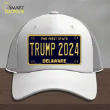 Trump 2024 Delaware Novelty License Plate Hat Mesh / White