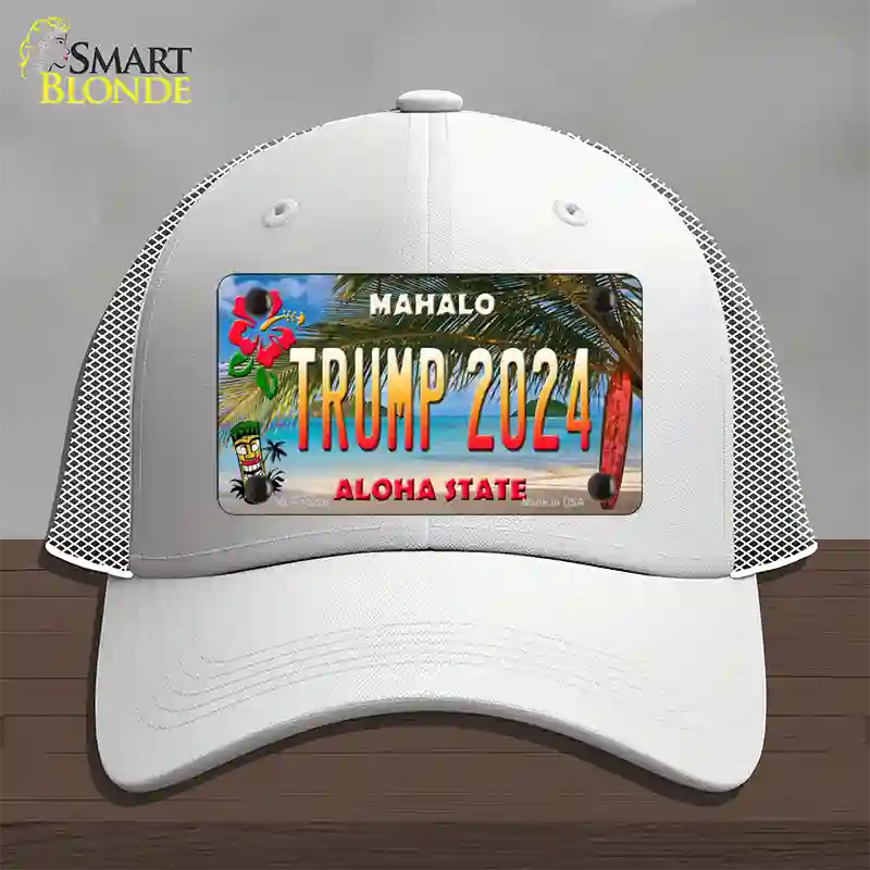 Trump 2024 Hawaii Novelty License Plate Hat Mesh / White