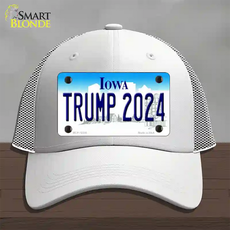 Trump 2024 Iowa Novelty License Plate Hat Mesh / White