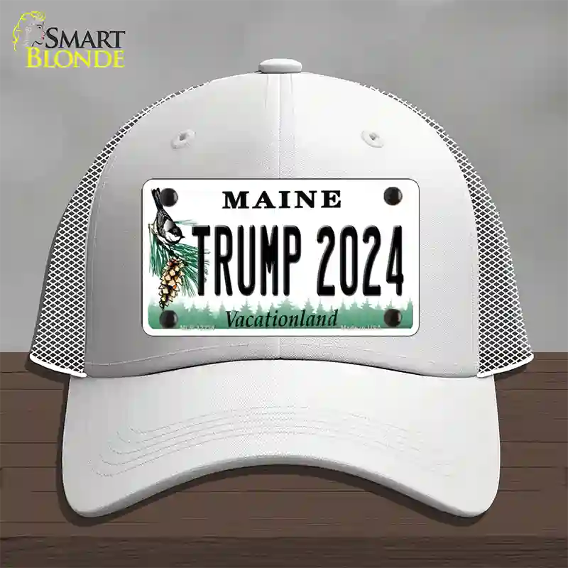 Trump 2024 Maine Novelty License Plate Hat Mesh / White