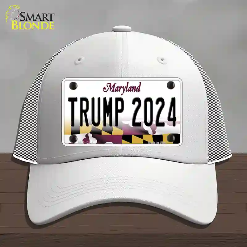 Trump 2024 Maryland Novelty License Plate Hat Mesh / White