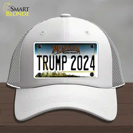 Trump 2024 Montana Novelty License Plate Hat Mesh / White