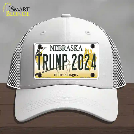 Trump 2024 Nebraska Novelty License Plate Hat Mesh / White