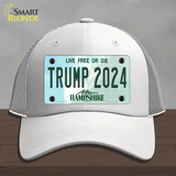 Trump 2024 New Hampshire Novelty License Plate Hat Mesh / White