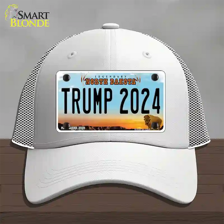 Trump 2024 North Dakota Novelty License Plate Hat Mesh / White