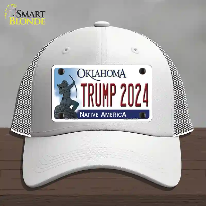 Trump 2024 Oklahoma Novelty License Plate Hat Mesh / White