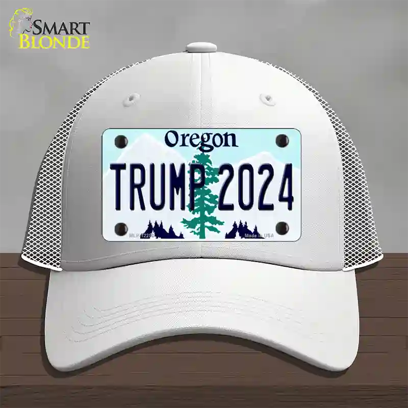 Trump 2024 Oregon Novelty License Plate Hat Mesh / White