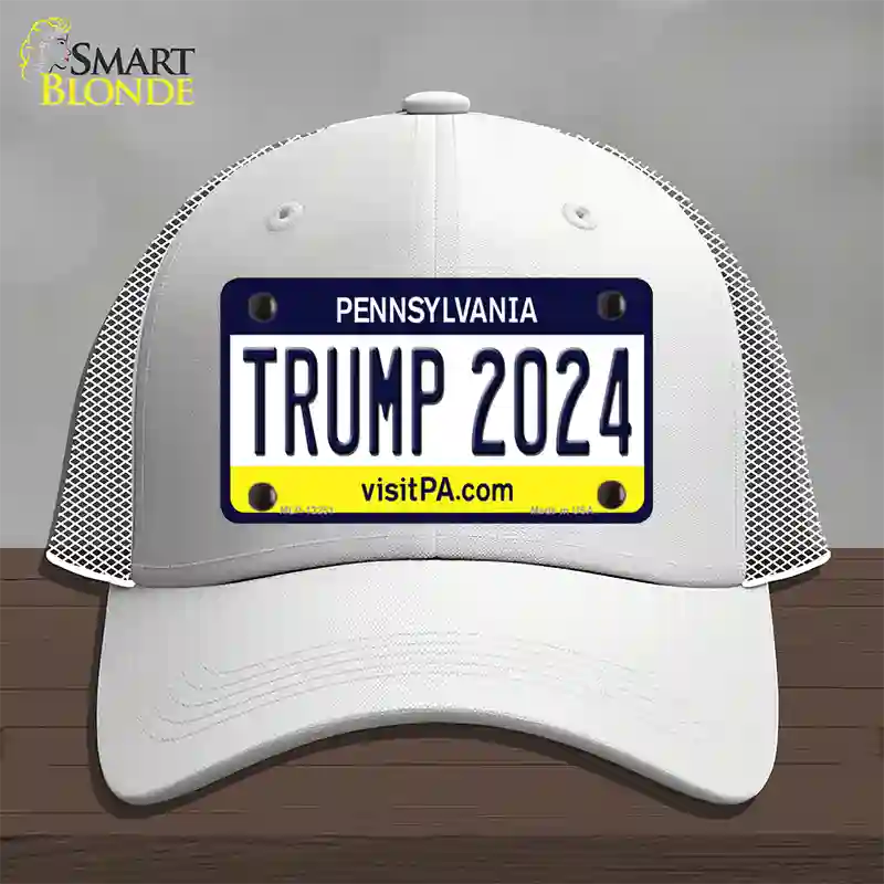 Trump 2024 Pennsylvania Novelty License Plate Hat Mesh / White