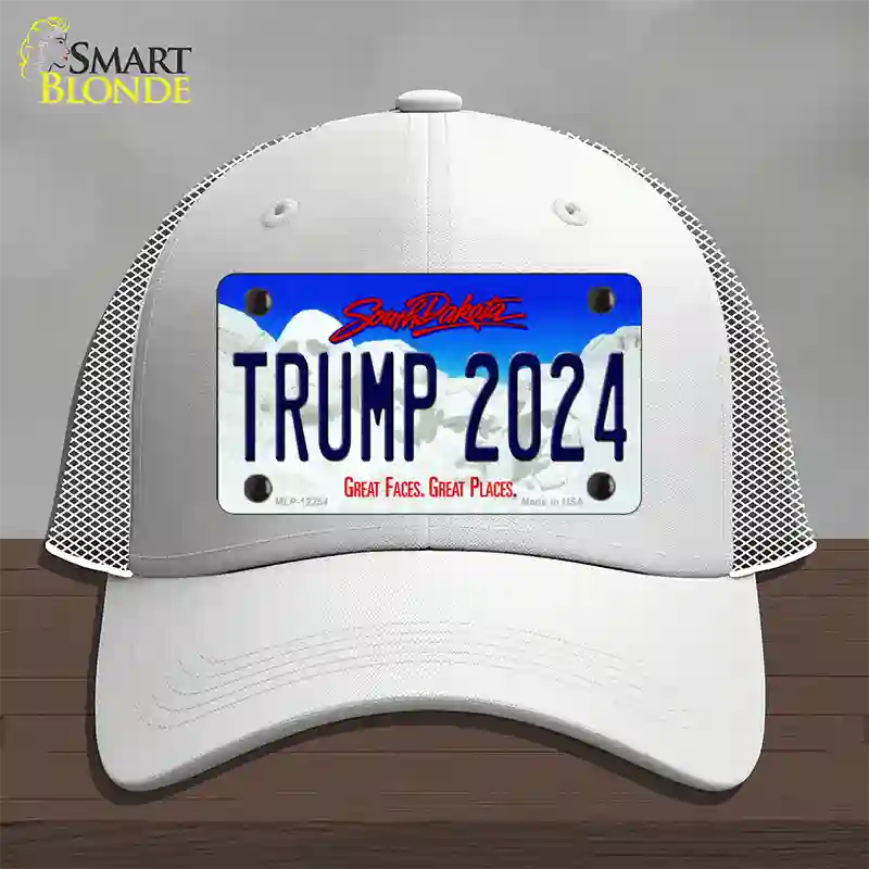 Trump 2024 South Dakota Novelty License Plate Hat Mesh / White