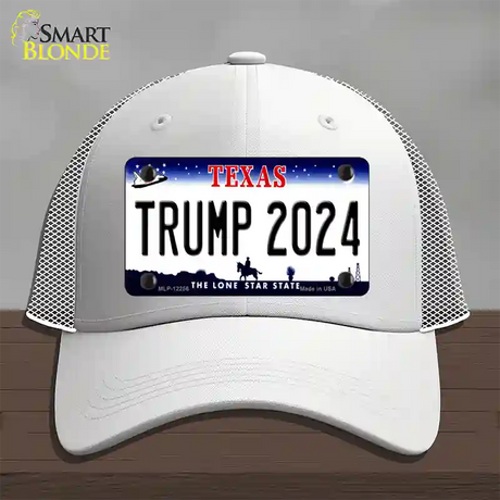 Trump 2024 Texas Novelty License Plate Hat Mesh / White