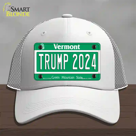 Trump 2024 Vermont Novelty License Plate Hat Mesh / White