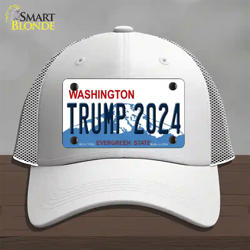 Trump 2024 Washington Novelty License Plate Hat Mesh / White