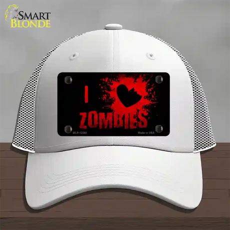 I Love Zombies Novelty License Plate Hat Mesh / White