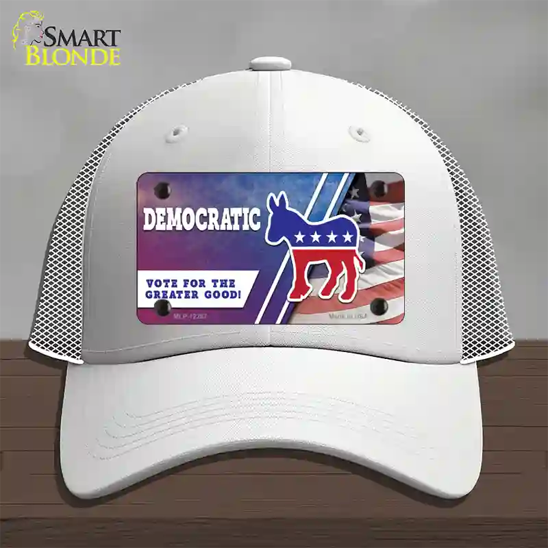 Democratic Vote for Greater Good Novelty License Plate Hat Mesh / White