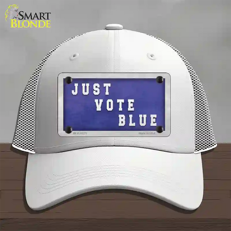 Just Vote Blue Novelty License Plate Hat Mesh / White