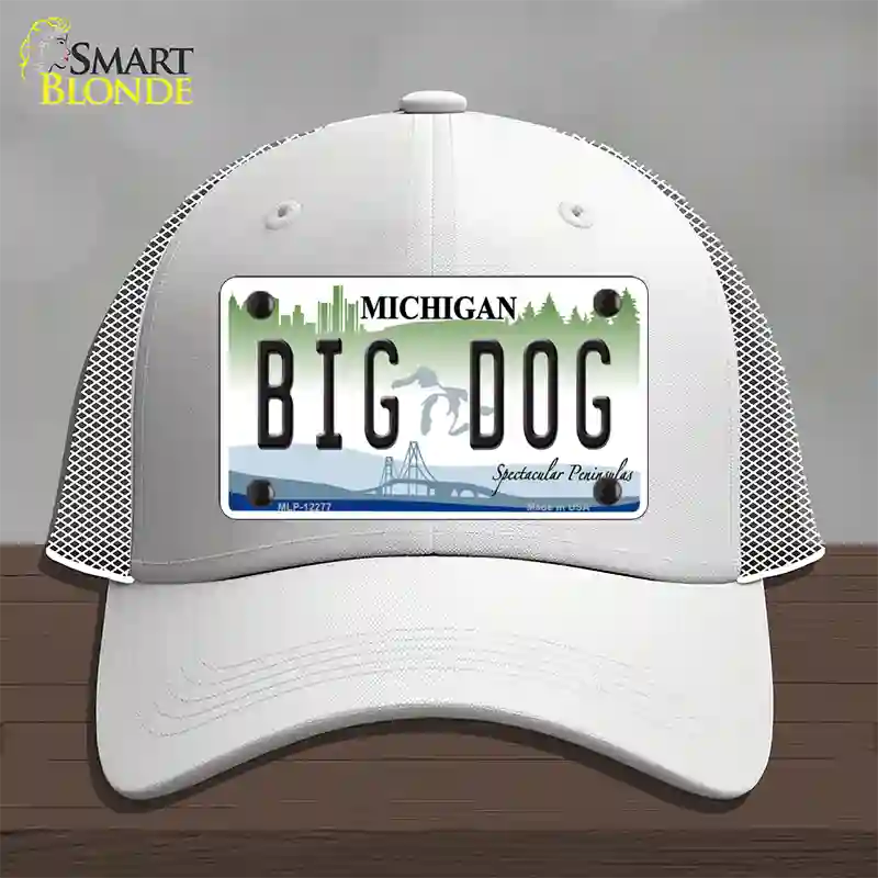 Michigan Big Dog Novelty License Plate Hat Mesh / White