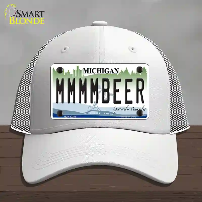 Michigan MMMMBeer Novelty License Plate Hat Mesh / White